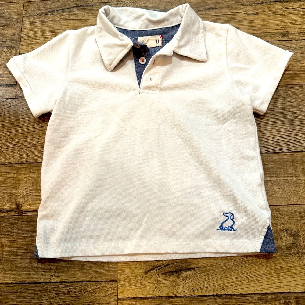 Me & Henry White with Blue Trim Polo